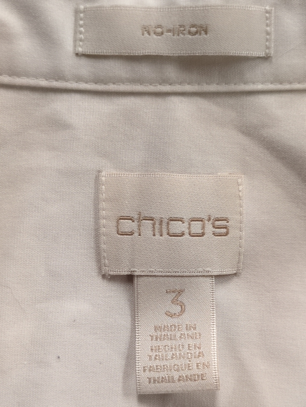 Chicos White Tunic Length Button Front Side Pocket Top Size 3 16/XL - Picture 8 of 12